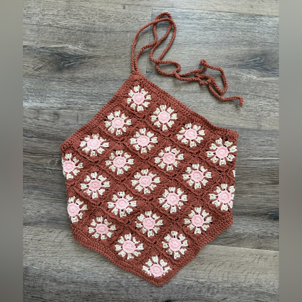 Pink Lily Crochet Bandana Halter Top